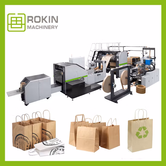 Máquinas para fabricar bolsas de papel de segunda mano con fondo cuadrado de última tecnología Máquina perforadora de bolsas de papel Máquina para fabricar bolsas de papel de pie